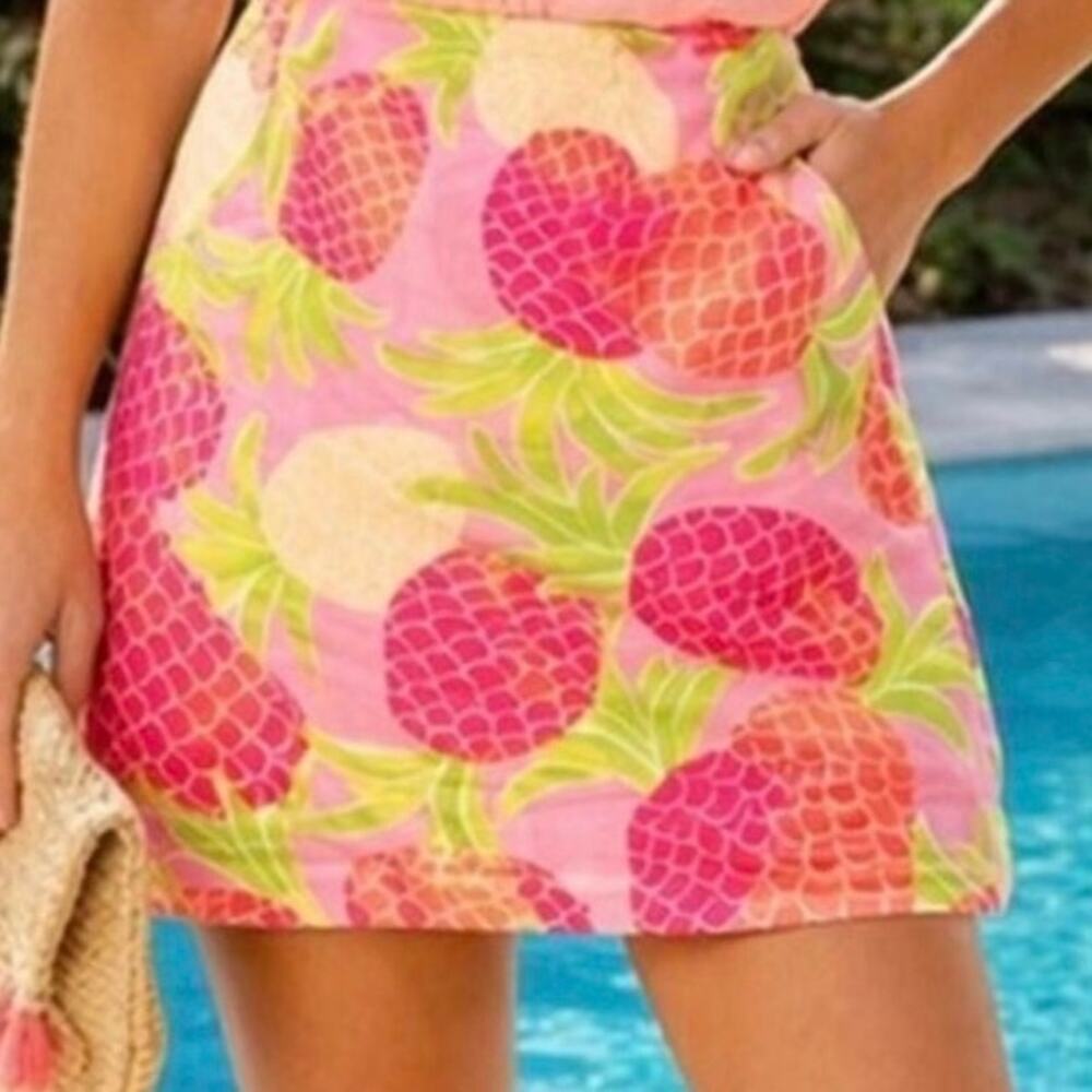 Lilly Pulitzer Pineapple Print Mini Skirt Pink Tropical Resort Vacation Preppy - Picture 3 of 6